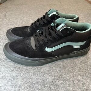 Vans Mens Skate BMX Shoes Black Teal Mid Top Size 12 Wafflecup BMX